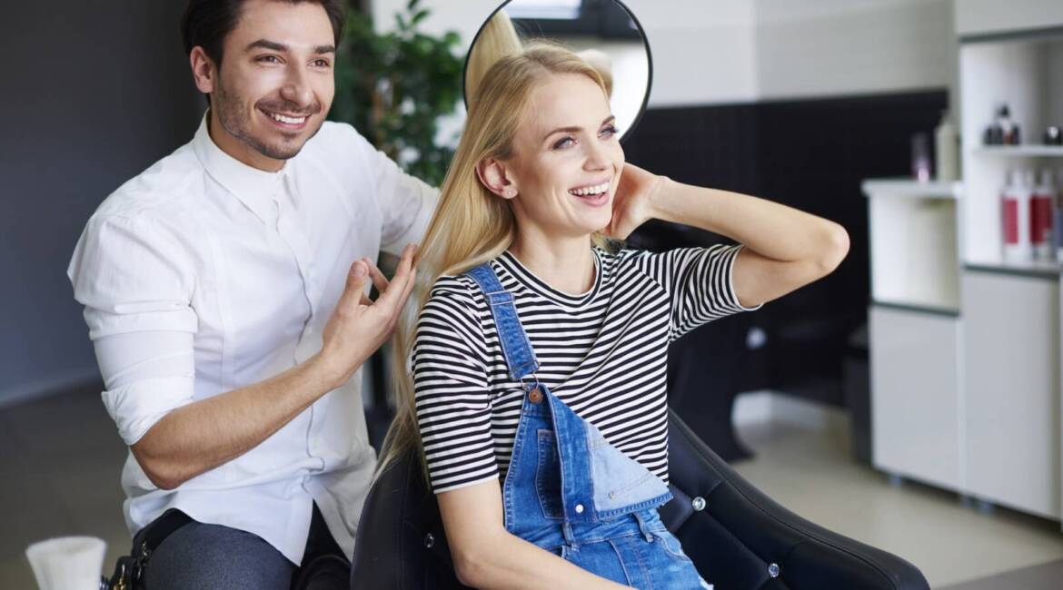Happy woman at the hairdresser