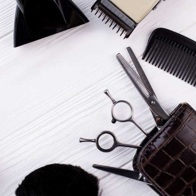 Set of hairdresser tools and accessories.